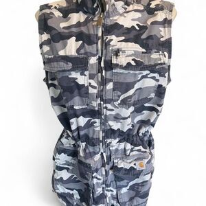 Carhartt Women’s El Paso Grey Camo Utility Vest - Adjustable Cinch Waist - Large